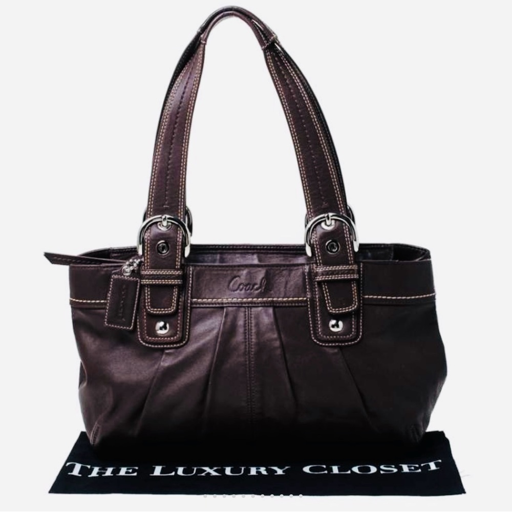 Vintage 2010 Coach Soho Pleated Shoulder Bag, Chocolate Brown Leather, EUC